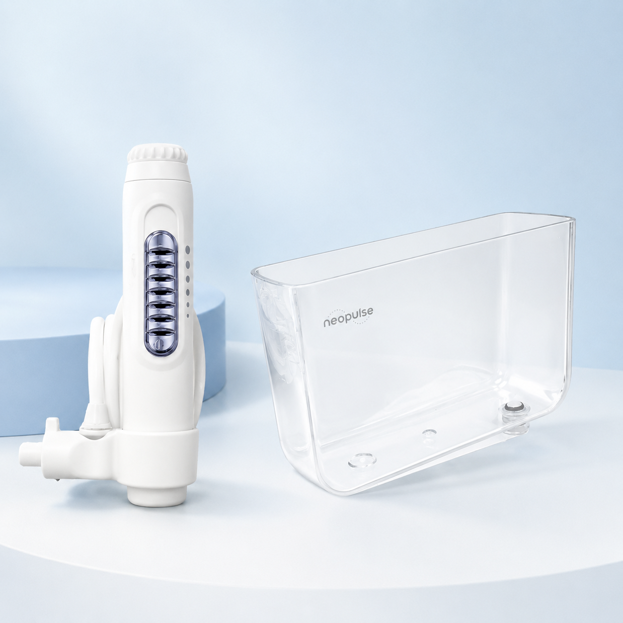 Jet dentaire NEOPULSE NP1 avec réservoir transparent et canules pour nettoyage interdentaire