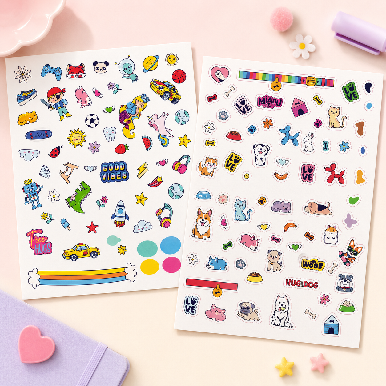 Planches de stickers colorés pour personnaliser les brosses à dents enfant NEOKIDS