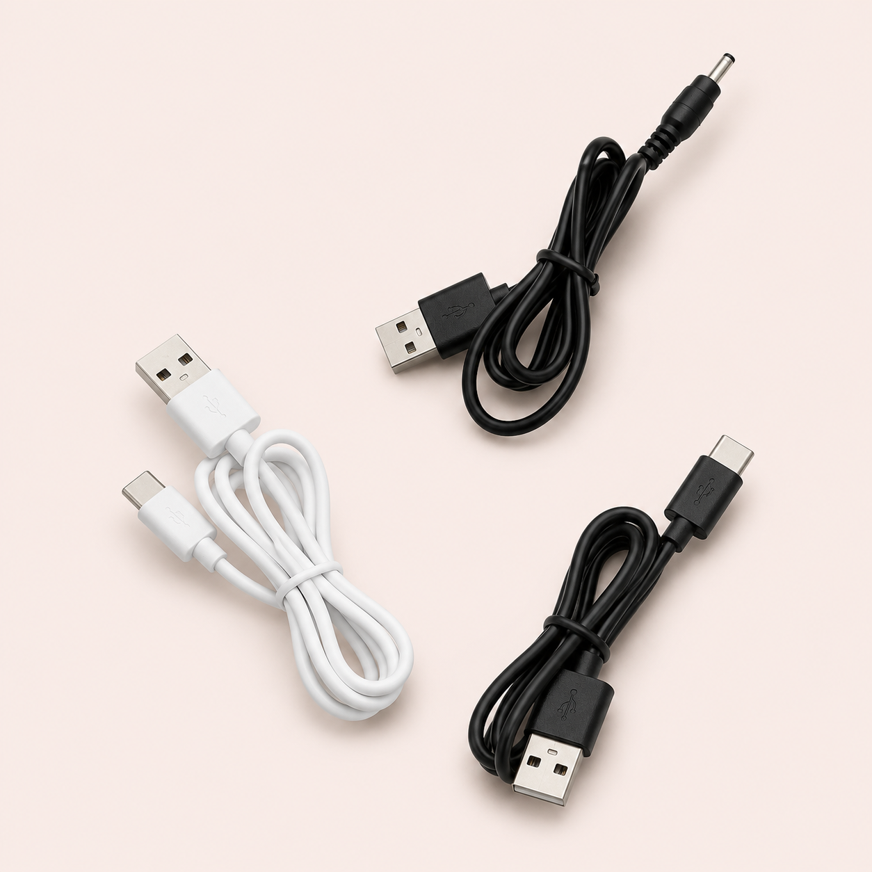 Câbles de recharge USB NEOPULSE blancs et noirs pour brosses à dents et jets dentaires