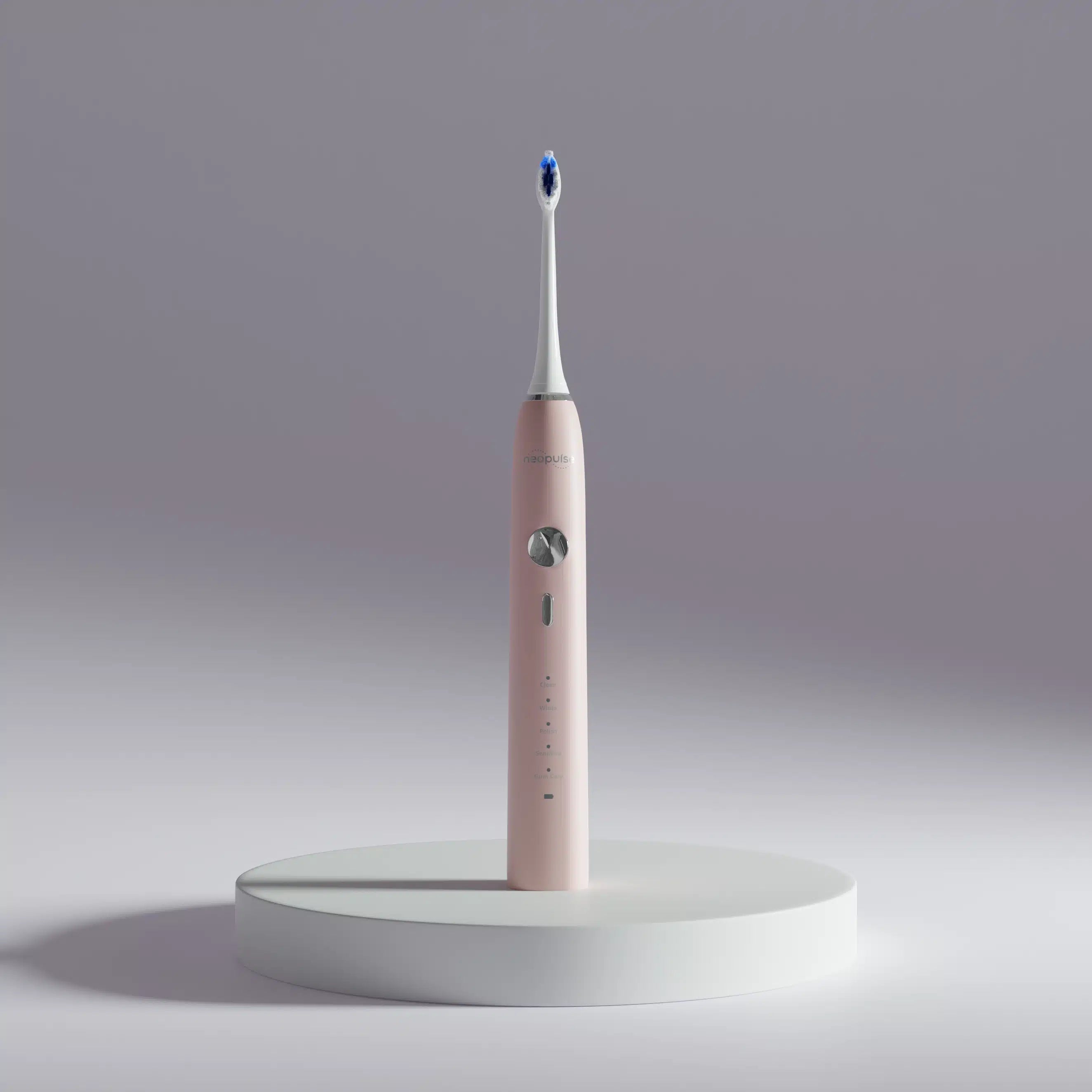 La brosse à dents électrique NEOSONIC rose de la marque NEOPULSE est reconditionnée dans l'atelier de Versailles et proposée à la vente sur le site de NEOPULSE.
